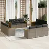 Image de vidaXL Salon de jardin avec coussins 12 pcs gris résine tressée