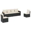 Image de vidaXL Salon de Jardin avec Coussins 6 pcs, Canapés de Terrasse, Ensemble de Meubles de Patio, Mobilier d'Extérieur, Noir Résine Tressée