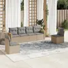Image de vidaXL Salon de jardin avec coussins 6 pcs beige résine tressée