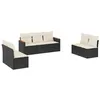 Image de vidaXL Salon de Jardin 7 pcs avec Coussins Noir résine tressée