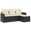 Image de vidaXL Salon de Jardin 4 pcs avec Coussins Noir résine tressée
