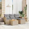 Image de vidaXL Salon de jardin avec coussins 5 pcs beige résine tressée