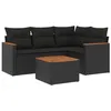 Image de vidaXL Salon de Jardin 5 pcs avec Coussins Noir résine tressée