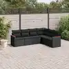 Image de vidaXL Salon de jardin 6 pcs avec coussins noir résine tressée