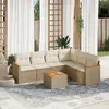 Image de vidaXL Salon de jardin avec coussins 7 pcs beige résine tressée