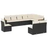 Image de vidaXL Salon de Jardin avec Coussins 10 pcs, Canapés de Terrasse, Ensemble de Meubles de Patio, Mobilier d'Extérieur, Noir Résine Tressée