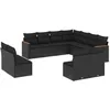 Image de vidaXL Salon de Jardin avec Coussins 11 pcs, Canapés de Terrasse, Ensemble de Meubles de Patio, Mobilier d'Extérieur, Noir Résine Tressée