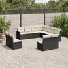 Image de vidaXL Salon de jardin 11 pcs avec coussins noir résine tressée