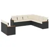 Image de vidaXL Salon de Jardin avec Coussins 9 pcs, Canapés de Terrasse, Ensemble de Meubles de Patio, Mobilier d'Extérieur, Noir Résine Tressée