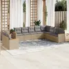 Image de vidaXL Salon de jardin avec coussins 10 pcs beige résine tressée