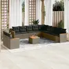 Image de vidaXL Salon de jardin avec coussins 12 pcs gris résine tressée