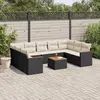 Image de vidaXL Salon de jardin 10 pcs avec coussins noir résine tressée