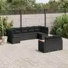 Image de vidaXL Salon de jardin 9 pcs avec coussins noir résine tressée