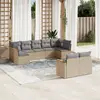 Image de vidaXL Salon de jardin avec coussins 9 pcs beige résine tressée