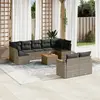 Image de vidaXL Salon de jardin avec coussins 10 pcs gris résine tressée