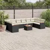 Image de vidaXL Salon de jardin 11 pcs avec coussins noir résine tressée