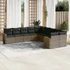 Image de vidaXL Salon de jardin avec coussins 10 pcs gris résine tressée