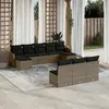 Image de vidaXL Salon de jardin avec coussins 10 pcs gris résine tressée
