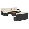 Image de vidaXL Salon de Jardin avec Coussins 11 pcs, Canapés de Terrasse, Ensemble de Meubles de Patio, Mobilier d'Extérieur, Noir Résine Tressée