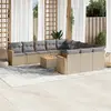 Image de vidaXL Salon de jardin avec coussins 12 pcs beige résine tressée