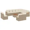 Image de vidaXL Salon de Jardin avec Coussins 13 pcs, Canapés de Terrasse, Ensemble de Meubles de Patio, Mobilier d'Extérieur, Beige Résine Tressée