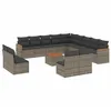 Image de vidaXL Salon de Jardin avec Coussins 14 pcs, Canapés de Terrasse, Ensemble de Meubles de Patio, Mobilier d'Extérieur, Gris Résine Tressée