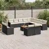 Image de vidaXL Salon de jardin avec coussins 14 pcs noir résine tressée