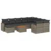 Image de vidaXL Salon de Jardin avec Coussins 11 pcs, Canapés de Terrasse, Ensemble de Meubles de Patio, Mobilier d'Extérieur, Gris Résine Tressée