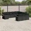 Image de vidaXL Salon de jardin 12 pcs avec coussins noir résine tressée