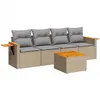 Image de vidaXL Salon de Jardin avec Coussins 5 pcs, Canapés de Terrasse, Ensemble de Meubles de Patio, Mobilier d'Extérieur, Beige Résine Tressée