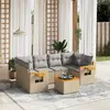 Image de vidaXL Salon de jardin avec coussins 7 pcs beige résine tressée