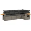 Image de vidaXL Salon de Jardin avec Coussins 5 pcs, Canapés de Terrasse, Ensemble de Meubles de Patio, Mobilier d'Extérieur, Gris Résine Tressée