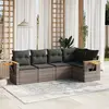 Image de vidaXL Salon de jardin 5 pcs avec coussins gris résine tressée