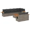 Image de vidaXL Salon de Jardin 9 pcs avec Coussins Gris résine tressée