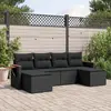 Image de vidaXL Salon de jardin 6 pcs avec coussins noir résine tressée