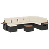 Image de vidaXL Salon de Jardin avec Coussins 9 pcs, Canapés de Terrasse, Ensemble de Meubles de Patio, Mobilier d'Extérieur, Noir Résine Tressée