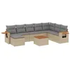 Image de vidaXL Salon de Jardin avec Coussins 9 pcs, Canapés de Terrasse, Ensemble de Meubles de Patio, Mobilier d'Extérieur, Beige Résine Tressée