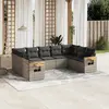 Image de vidaXL Salon de jardin 9 pcs avec coussins gris résine tressée