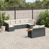 Image de vidaXL Salon de jardin 9 pcs avec coussins noir résine tressée