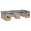 Image de vidaXL Salon de Jardin avec Coussins 11 pcs, Canapés de Terrasse, Ensemble de Meubles de Patio, Mobilier d'Extérieur, Beige Résine Tressée