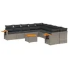 Image de vidaXL Salon de Jardin avec Coussins 11 pcs, Canapés de Terrasse, Ensemble de Meubles de Patio, Mobilier d'Extérieur, Gris Résine Tressée
