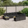 Image de vidaXL Salon de jardin 11 pcs avec coussins noir résine tressée