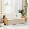 Image de vidaXL Salon de jardin avec coussins 3 pcs beige résine tressée