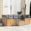 Image de vidaXL Salon de jardin avec coussins 7 pcs beige résine tressée