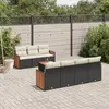 Image de vidaXL Salon de jardin 8 pcs avec coussins noir résine tressée