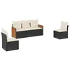 Image de vidaXL Salon de Jardin avec Coussins 5 pcs, Canapés de Patio, Ensemble de Meubles, Mobilier de Terrasse Extérieur, Noir Résine Tressée