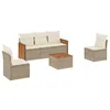 Image de vidaXL Salon de Jardin avec Coussins 6 pcs, Canapés de Patio, Ensemble de Meubles, Mobilier de Terrasse Extérieur, Beige Résine Tressée