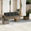 Image de vidaXL Salon de jardin avec coussins 7 pcs gris résine tressée