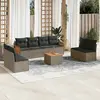 Image de vidaXL Salon de jardin 9 pcs avec coussins gris résine tressée