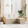 Image de vidaXL Salon de jardin avec coussins 4 pcs beige résine tressée